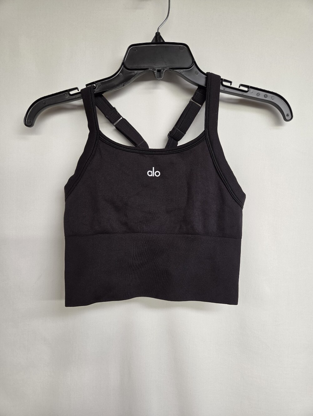 Alo Yoga Seamless Ribbed Favorite Bra Tank Black XS Classic Workout Yoga